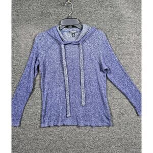 Kenneth Cole New York Sweater Womens Medium Blue Hooded Pullover Long Sleeve